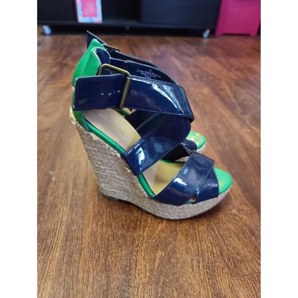 FINAL MARKDOWN Xhilaration Wedge Heels Blue Green size‎ 5 1/2